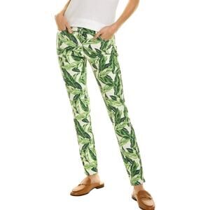 J. McLaughlin Lexi Green Queen Palm floral print skinny jeans, size 10